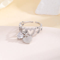 Heart Zircon Pendant Ring Love Alloy Ring Wedding Birthday Gift