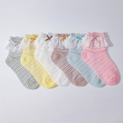 6 Pairs Lace Trim Fishnet Socks for Women