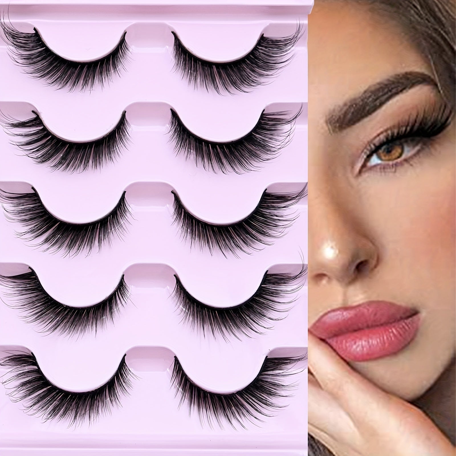 3D Fluffy Fox Eye Lashes Natural Thick Faux Mink False Eyelashes 16mm Winged End