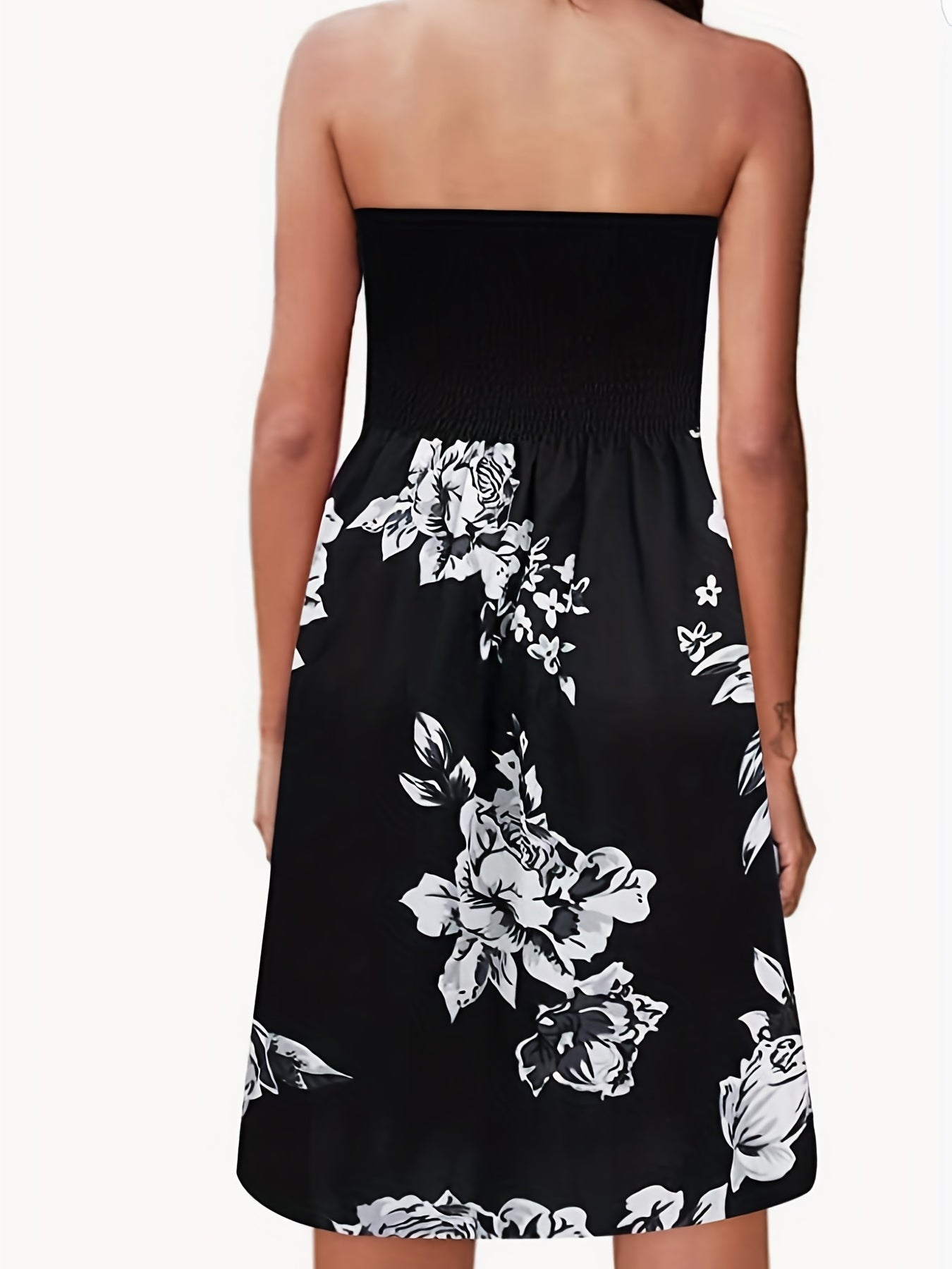 Floral Print Tube Dress Sexy Midi Dress