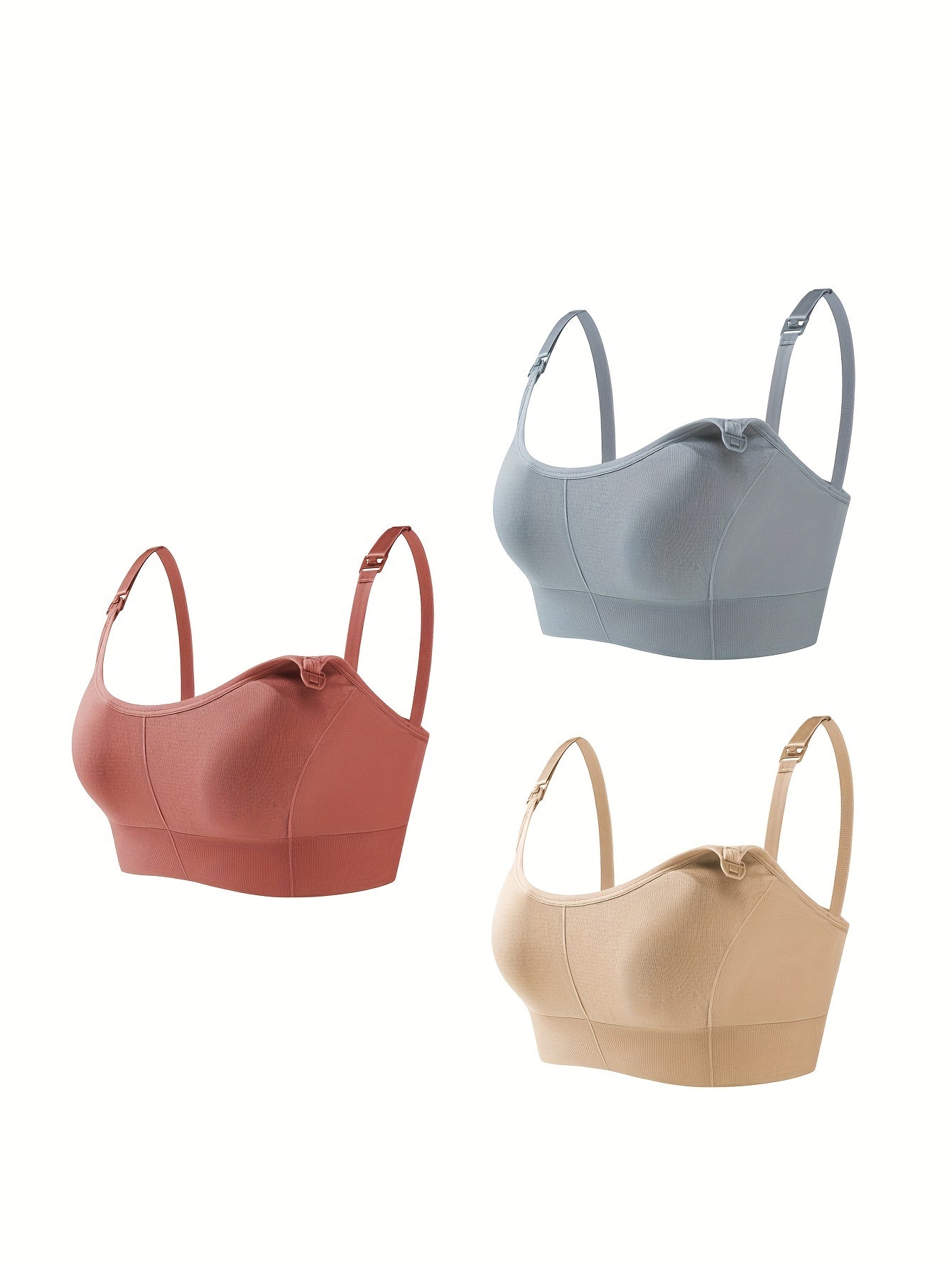 3pcs Front Buckle Nursing Bras Soft Full Coverage Wireless Breastfeeding Bra