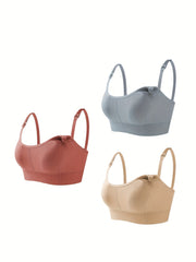 3pcs Front Buckle Nursing Bras Soft Full Coverage Wireless Breastfeeding Bra