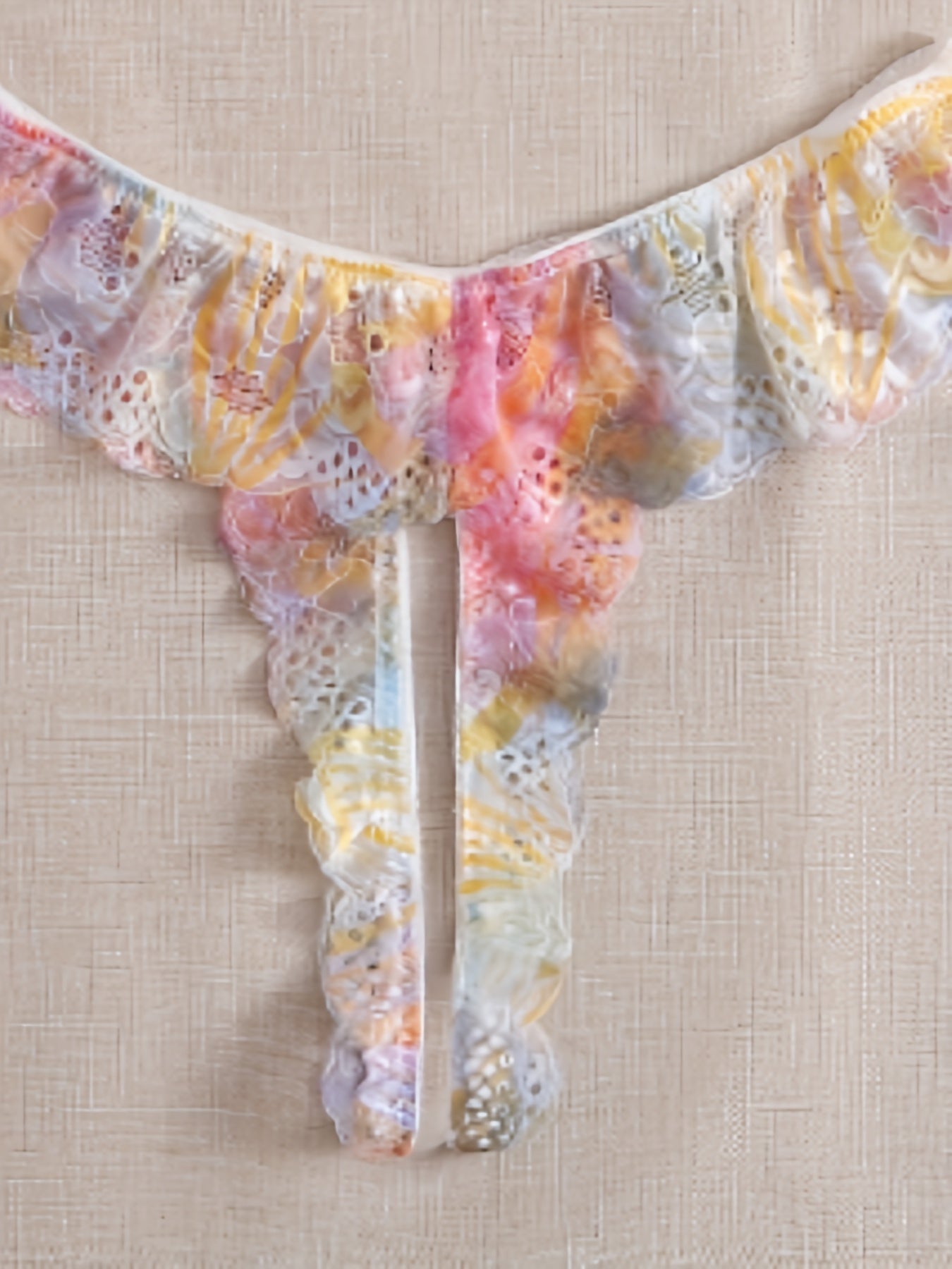  Tie Dye Floral Lace Halter Bra & Panty Set