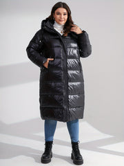 Solid Long Length Parka Hooded Outerwear Women's Clothing