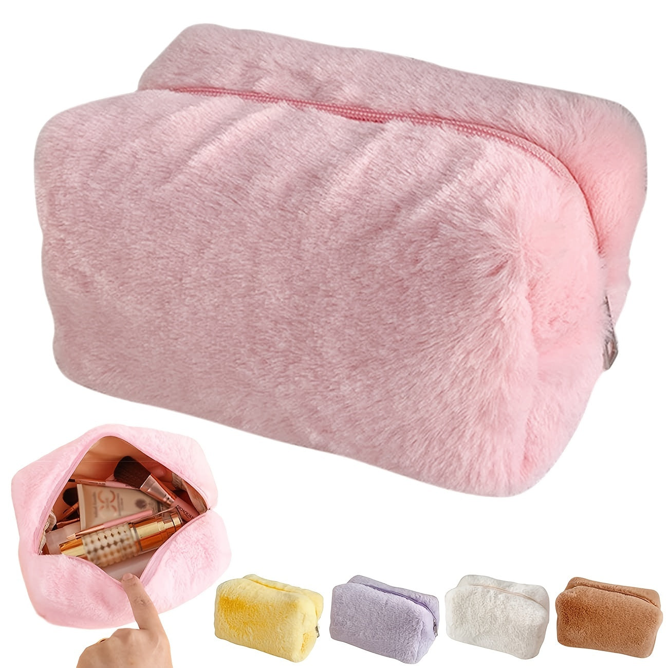Plush Makeup Bag Large Capacity Soft Travel Cosmetic Bag