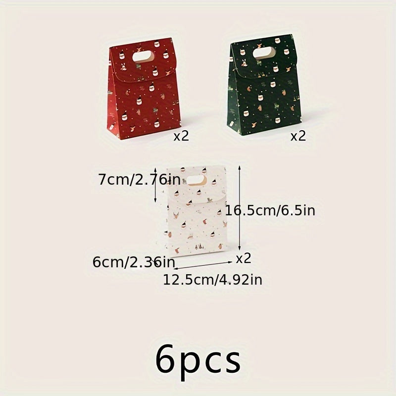 6pcs Christmas Handheld Gift Bags for Party Favor