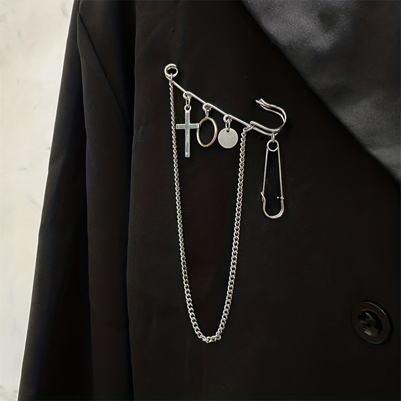 Chain Cross Brooch Tassel Pin Buckle Clothes Accessories