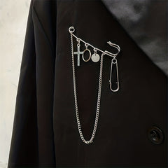 Chain Cross Brooch Tassel Pin Buckle Clothes Accessories