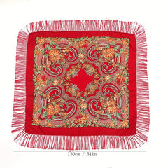 Boho Flower Print Square Scarf Vintage Bandana Warm Wrap
