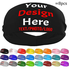 Custom Sweatbands 8 Pack - Quick Dry Non Slip Custom Sweatbands - Personalized