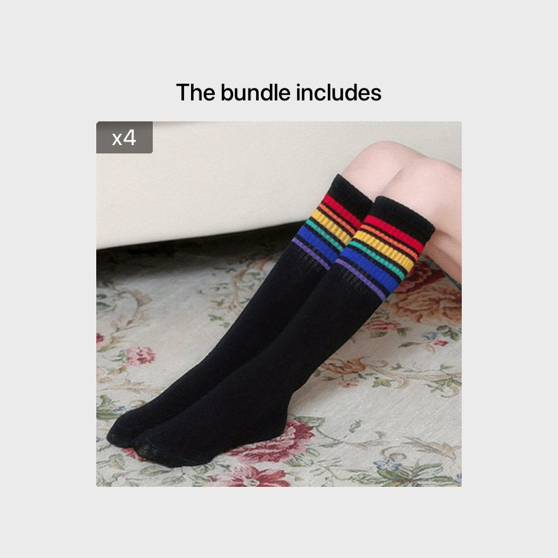 Colorful Striped Knit Socks for Girls