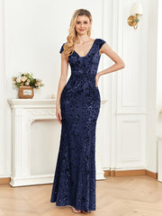 Sequined Cap Sleeve Dress for Party & Banquet