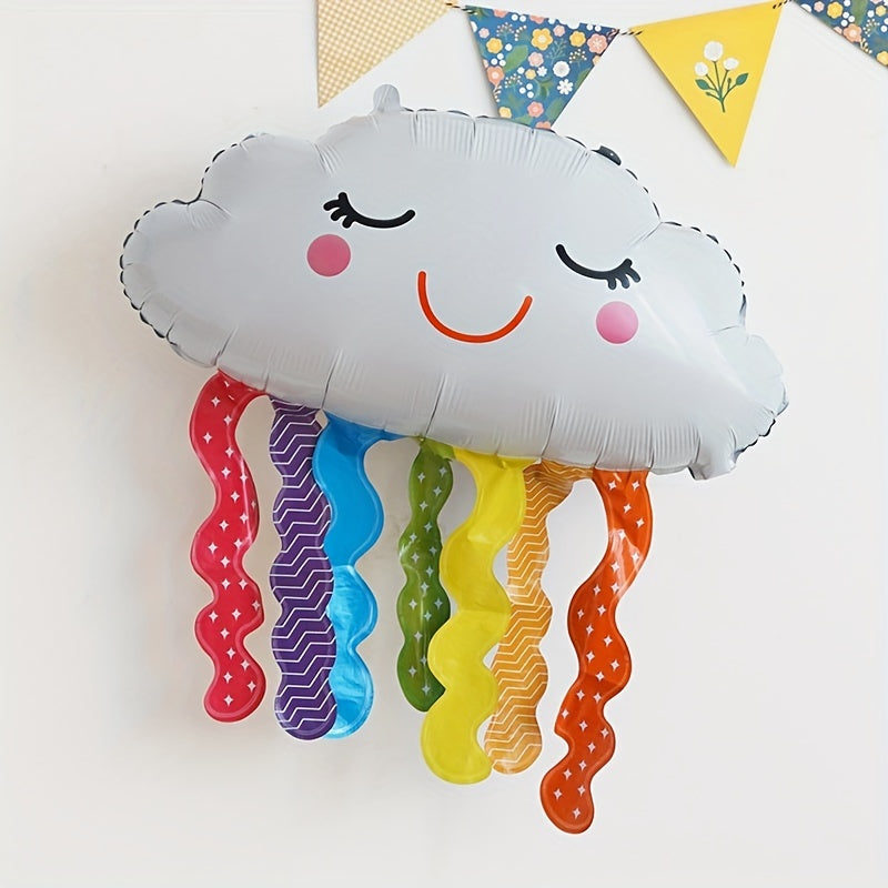 Rainbow Ribbons And Clouds Aluminum Film Balloon Decoration