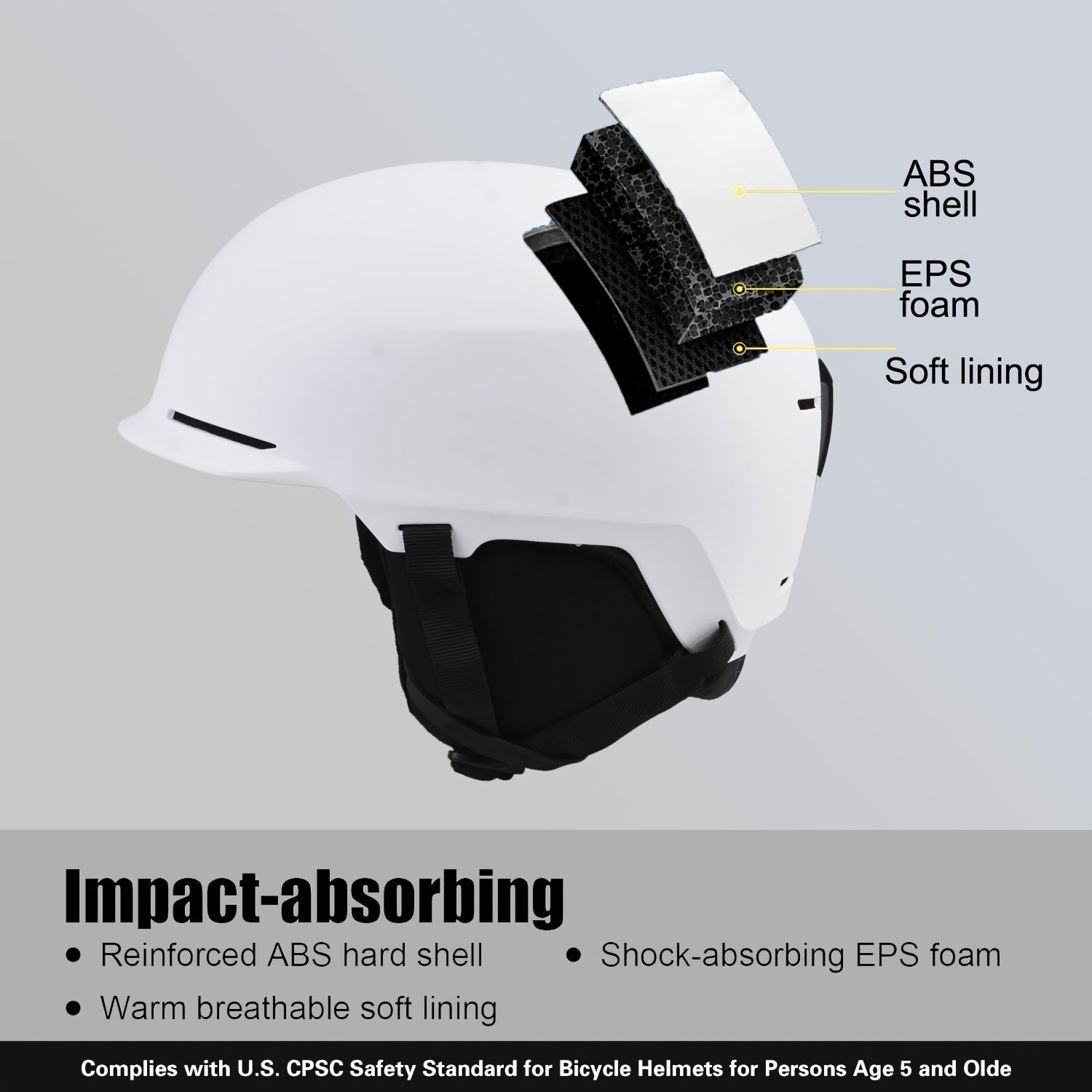 Ski Helmet Shock Resistant Safety ABS Housing EPS Vent Dial Goggles Warm