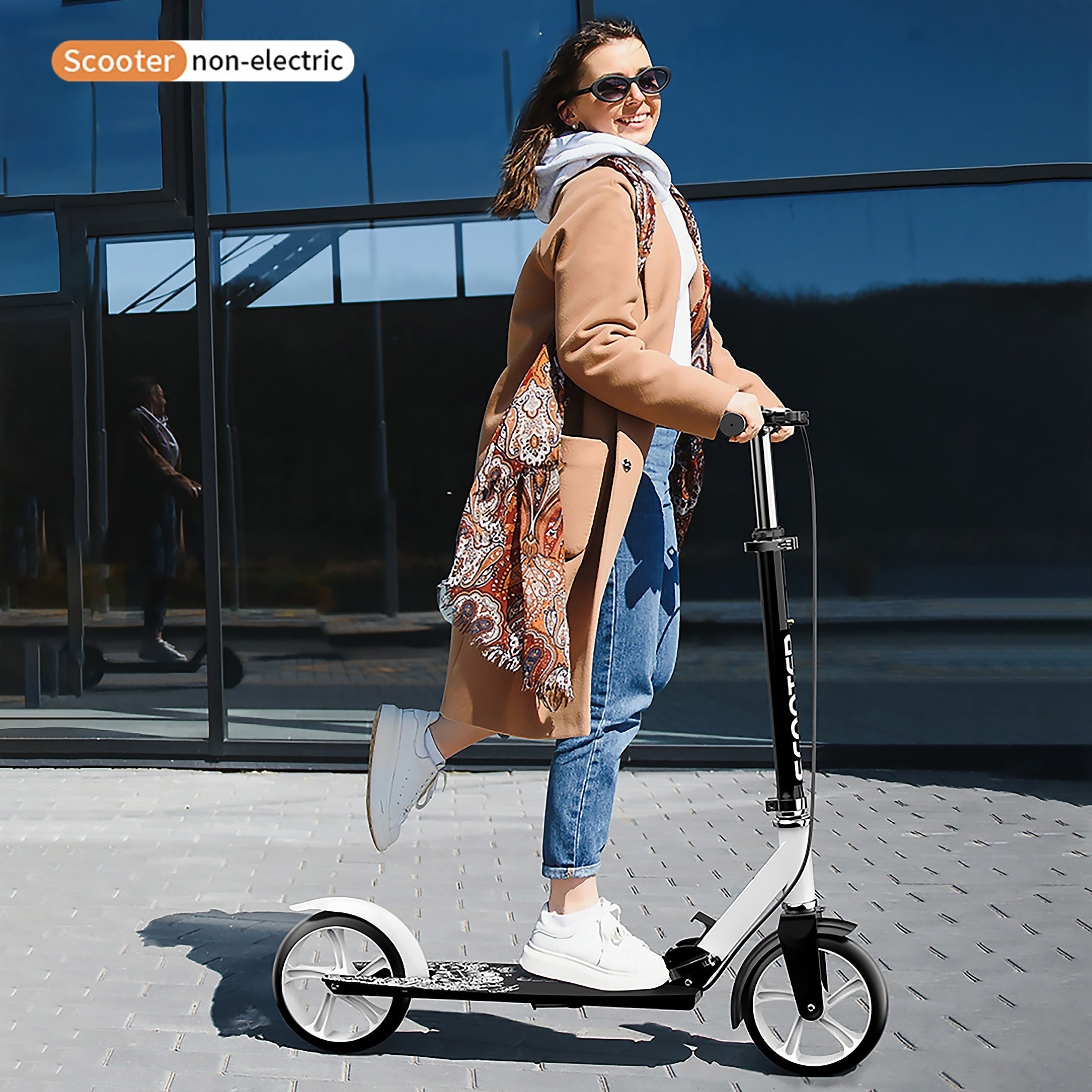 Foldable Two Wheeled Skateboard with Dual Brakes