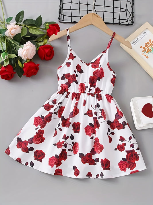 Baby Girl Flower Print Strap Dress