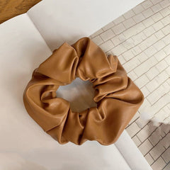 Leather Hair Scrunchies Ponytail Holders Thick Hair Bands Elastic Ties