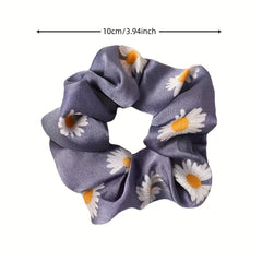 Satin Silky Large Scrunchie Hair Tie Small Daisy Pattern Head Rope