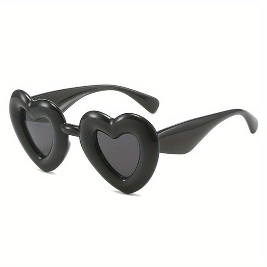 Heart Inflated Frame Sunglasses for Women Men UV400 with Case