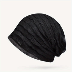 Solid Ruffles Beanie Cap for Women