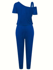 Cold Shoulder Drawstring Jumpsuit for Spring & Fall