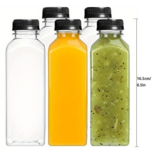 5pcs Clear Plastic Juice Bottles Leak Proof Large Capacity Beverage Containers