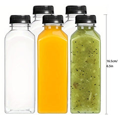 5pcs Clear Plastic Juice Bottles Leak Proof Large Capacity Beverage Containers