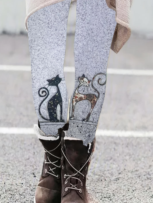 Women's Plus Cat Print High Rise Leggings
