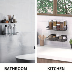 2pcs Stainless Steel Kitchen Shower Storage Rack