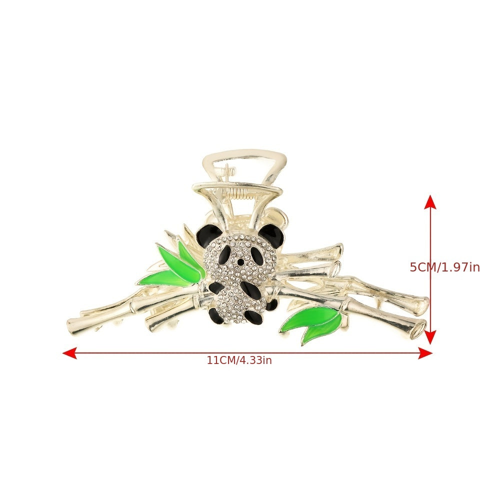 Panda Bamboo Claw Clip Rhinestones Metal Hair Accessory