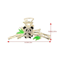 Panda Bamboo Claw Clip Rhinestones Metal Hair Accessory