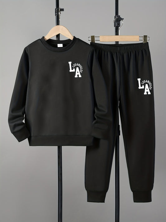 LOS ANGELES Boy's 2pcs Sweatshirt & Sweatpants Set Spring Fall