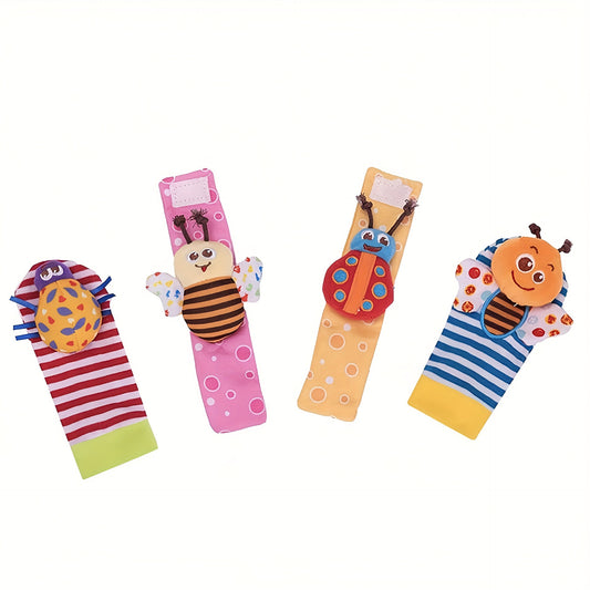4pcs Baby Wrist Rattles Sock Toys for 0-12 Months