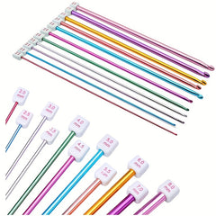 11pcs Tunisian Afghan Crochet Hooks Multicolor Aluminum Knitting Needles Hook