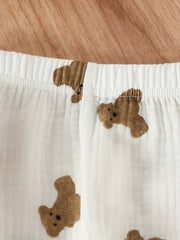 Cotton Bear Cartoon Gauze Pajamas Set for Babies