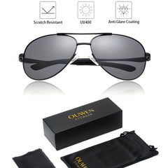 OUWEN Aviator Sunglasses Men Flexible Metal Sun Glasses UV Protection