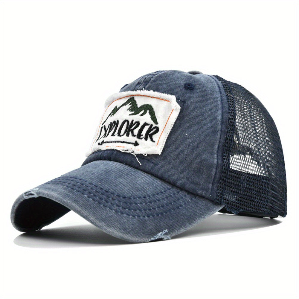 EXPLORER Embroidered Washed Baseball Cap Vintage Distressed Trucker Hat