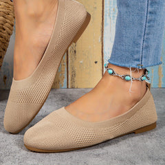 Women's Knitted Flat Shoes Soft Sole Slip On Casual Walking Flats