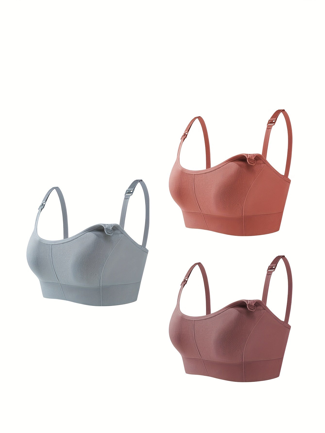 3pcs Front Buckle Nursing Bras Soft Full Coverage Wireless Breastfeeding Bra