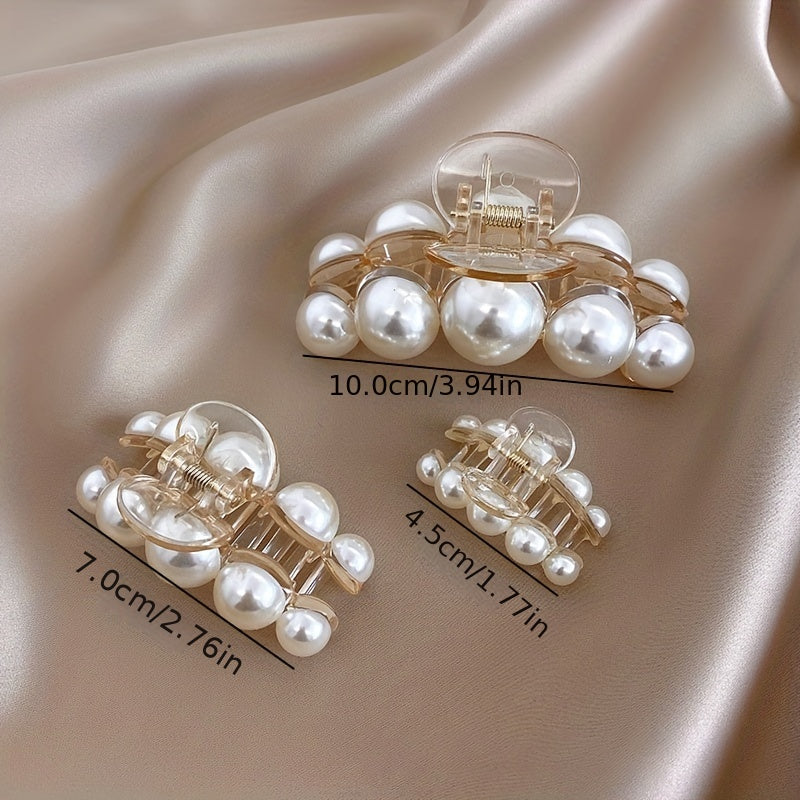Faux Pearl Hair Claw Back Ponytail Clip Side Clip Hair Accessories