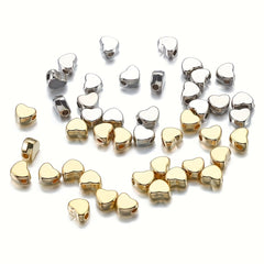 100pc Love Heart CCB Bead Gold Plated Spacer Jewelry Making DIY Charms