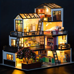 DIY 3D Puzzle House Kit with LED Lights Handcrafted Dollhouse for Teens & Adults
