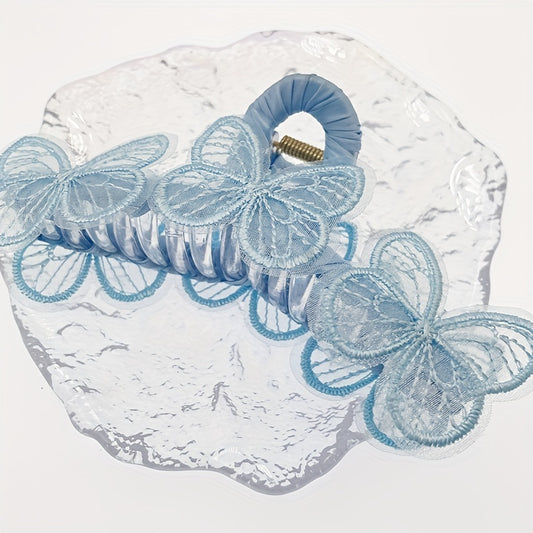 Butterfly Decor Hair Claw Nonslip Ponytail Holder