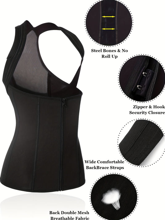 Zipper Shaping Tank Top Posture Corrector Waist Trainer Slimmer