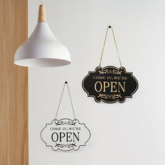 Double sided Door Sign Wooden OPEN CLOSED Bar Shop Sign