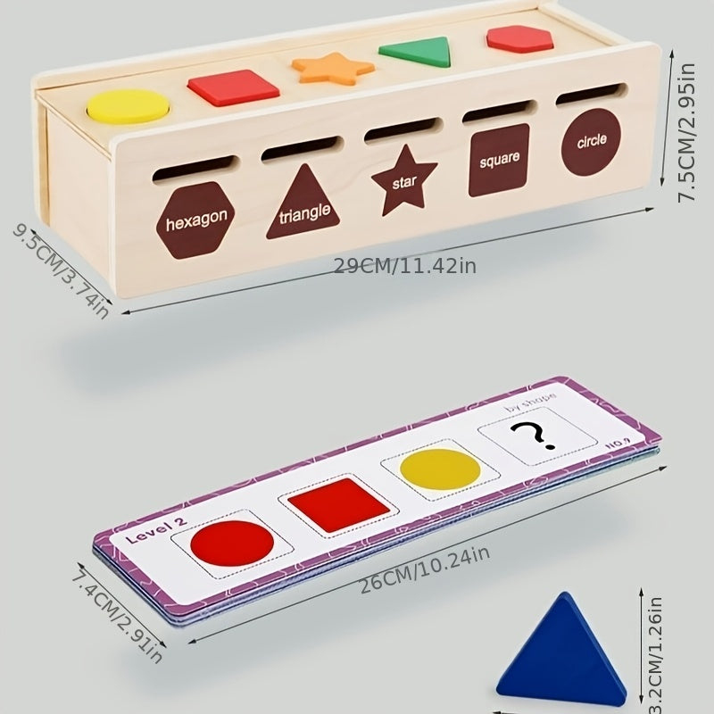 Wooden Shape Sorting Learning Box Toy for Kids Fine Motor Skills Development