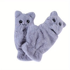 Plush Animal Gloves Flip Cover Cartoon Cat Gloves For Women