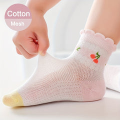 5 Pairs Girls Heart Floral Socks for Spring and Summer