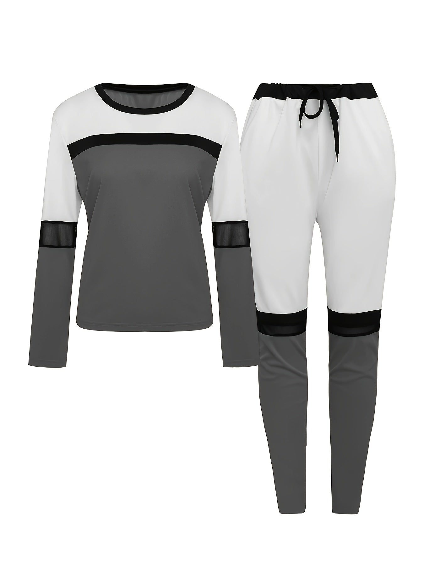 Women's Plus Colorblock Long Sleeve Top & Pants Set