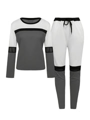 Women's Plus Colorblock Long Sleeve Top & Pants Set
